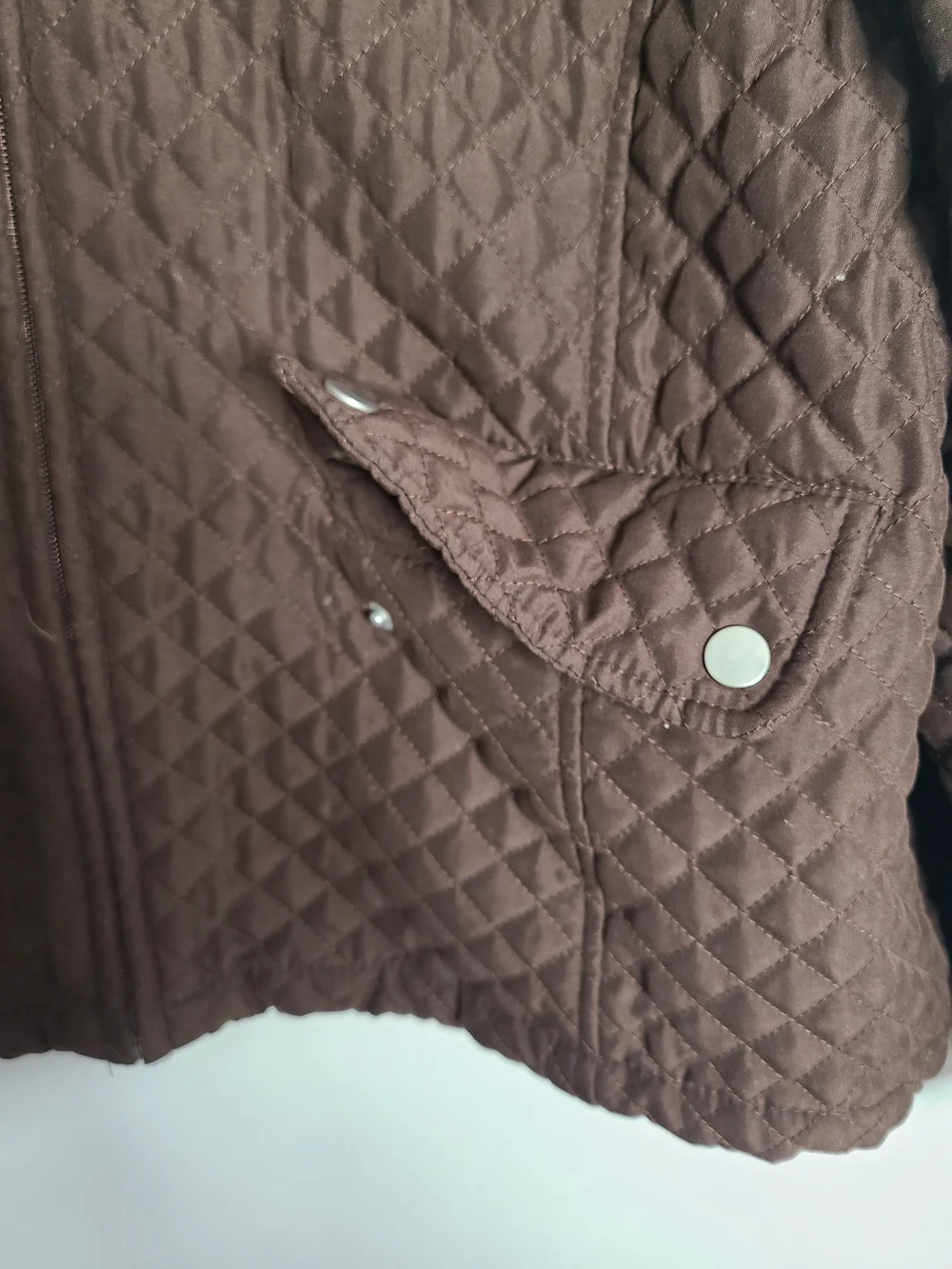 Jane Ashley Brown Quilted Full Zip Jacket Plus Size XL Lightweight Puffer